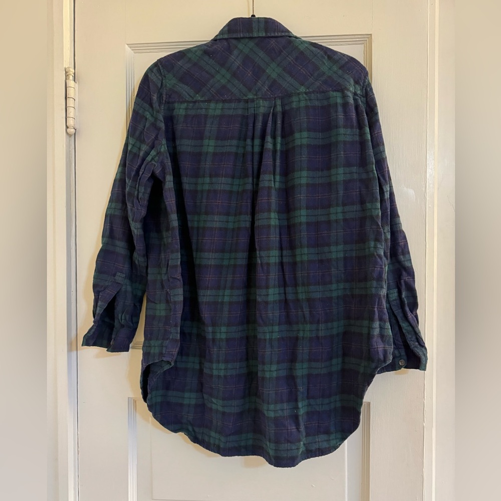 Urban Outfitters BDG Navy Blue and Green Plaid Oversized Flannel Shirt - Picture 2 of 6
